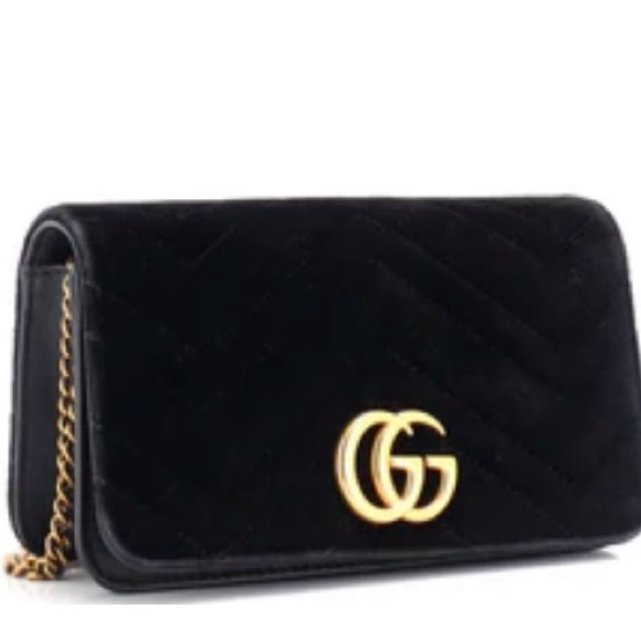 Gucci GG Marmont Chain Flap Bag Matelasse Velvet Mini - Picture 1 of 6